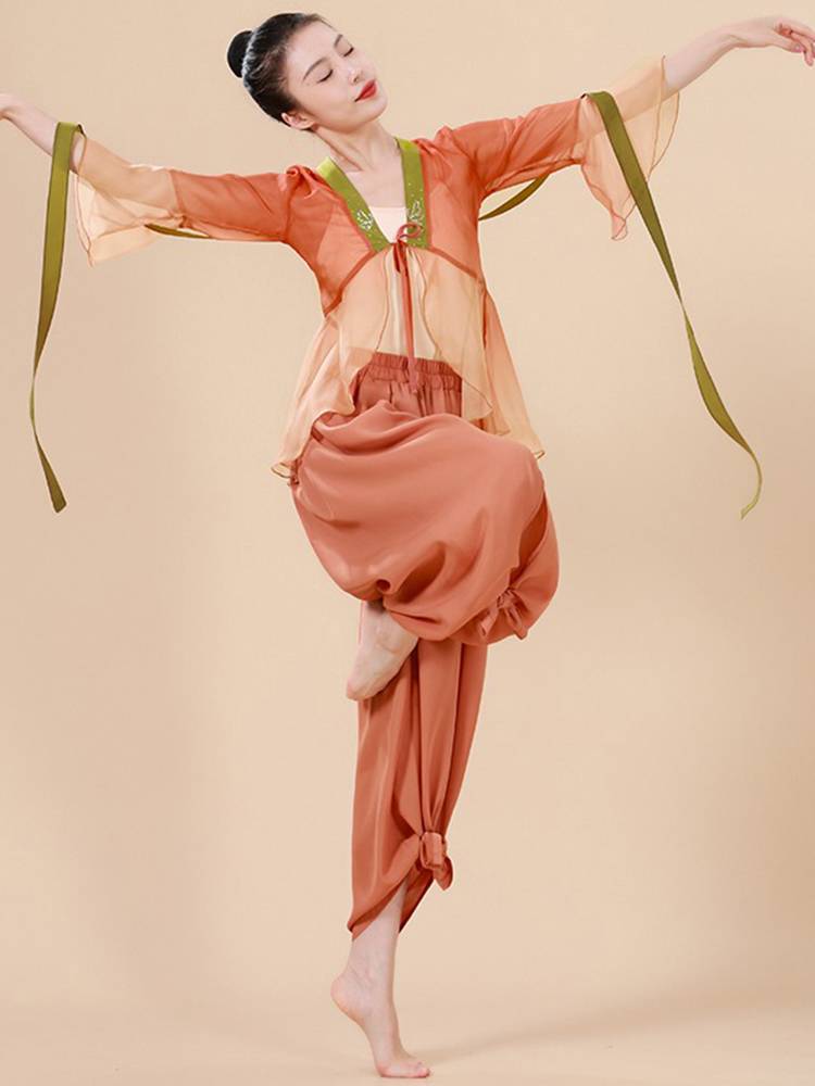 Xuan Palace Classical Dance Dance Dressing Dress Dress Girls Performing Rhyme Yaosa Performance Series Wide -legged Pants Two -piece