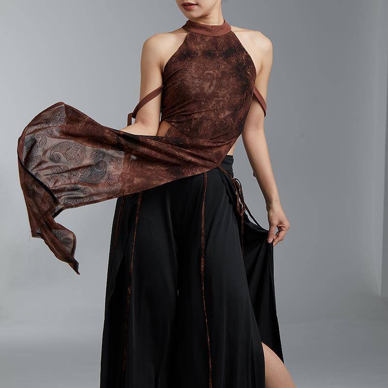 Gorgeous Dudu Cheongsam Dance Clothing Guofeng Dance Ribbon Skirt Hanging Neck Daily Classical Dance Practice Service