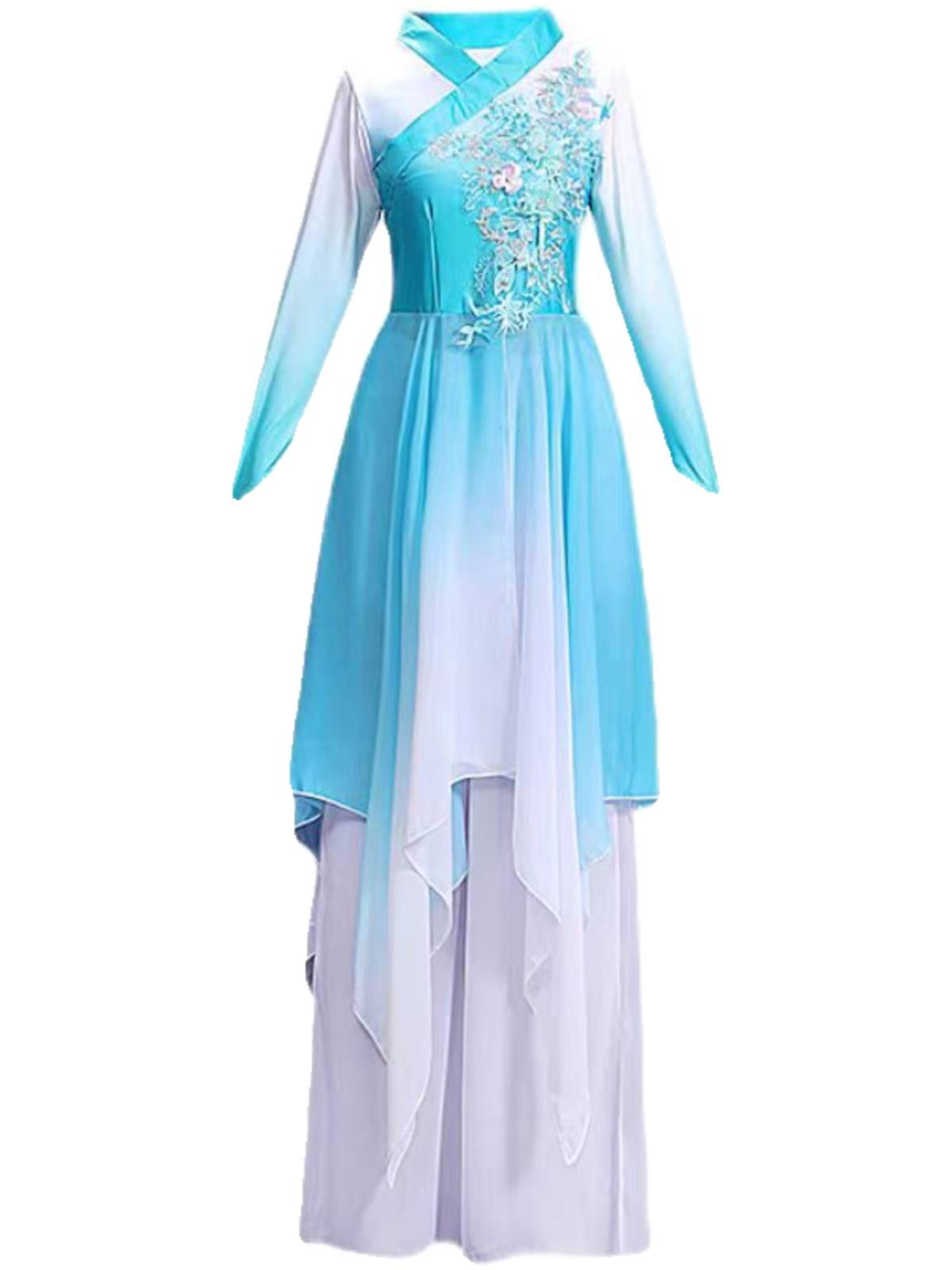 Classical Dance Performance Female Permaneous Gufeng Art Test Fan Umbrella Dance Clothing Fairy Gradient Color Color Elegant Set