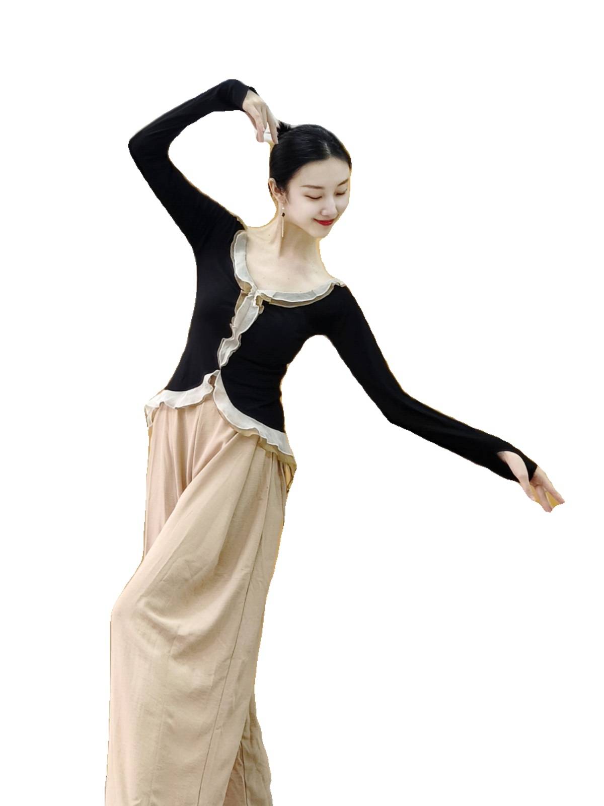 Classical dance gauze Chinese dance clothing body rhyme dance top female new spring and summer dance practice uniform