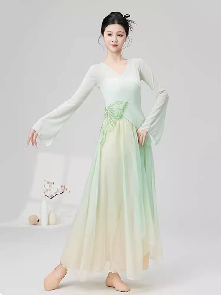 Classical dance clothes body rhyme gauze practice service butterfly dance clothing fairy fluttering performance clothing set new female