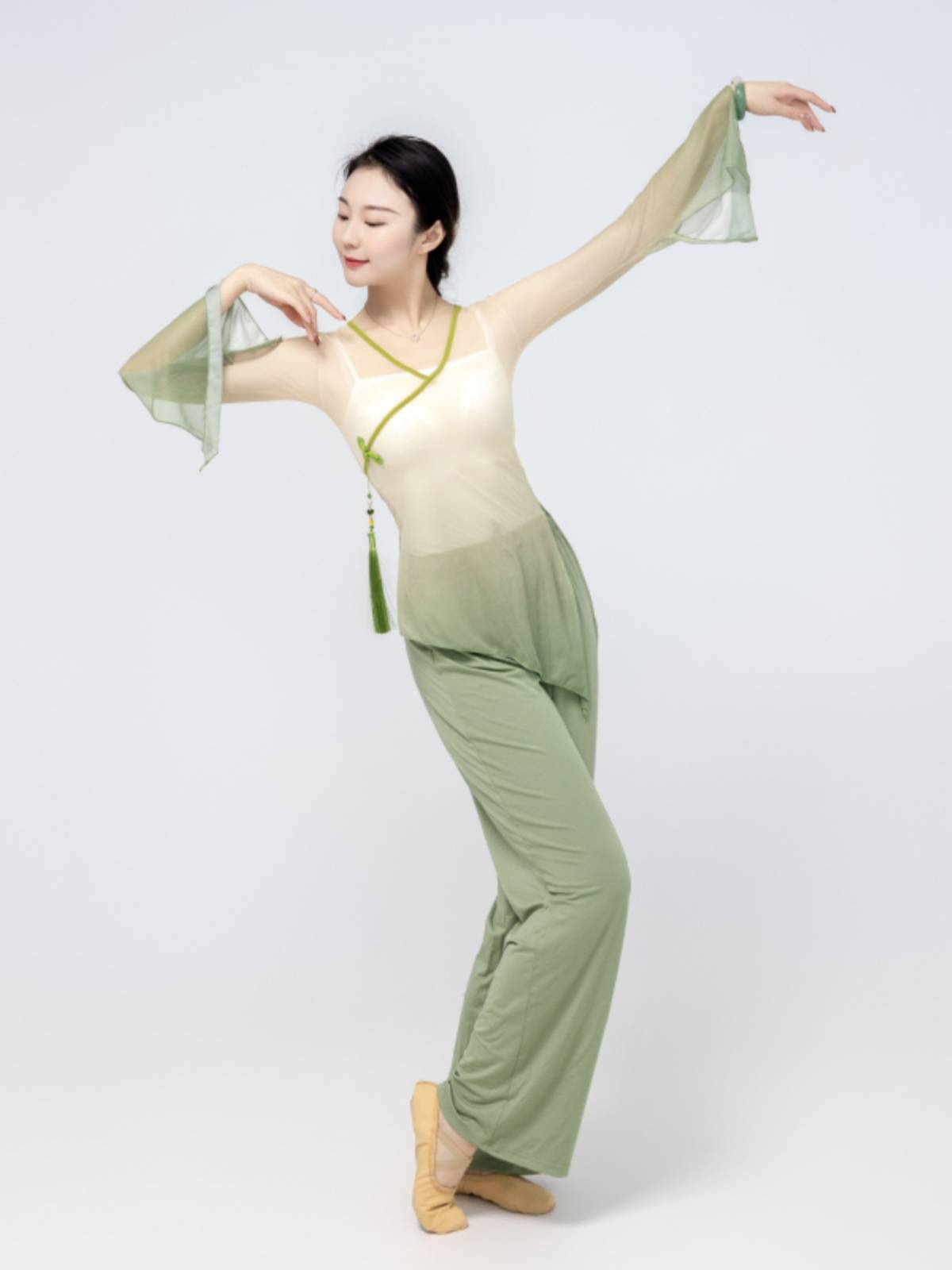 The new female classical dance clothing body rhyme, gradient gauze, practice service, Chinese style national dance, admitted to the top