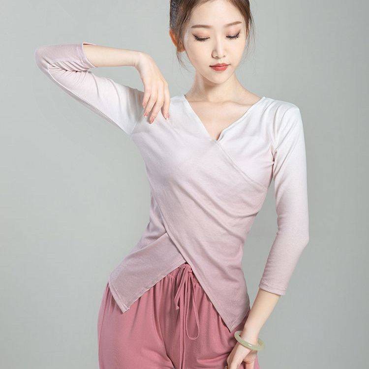 Modern dance clothing practice suit Gradient girl Chinese dance classical dance body rhyme clothing top Mador cotton