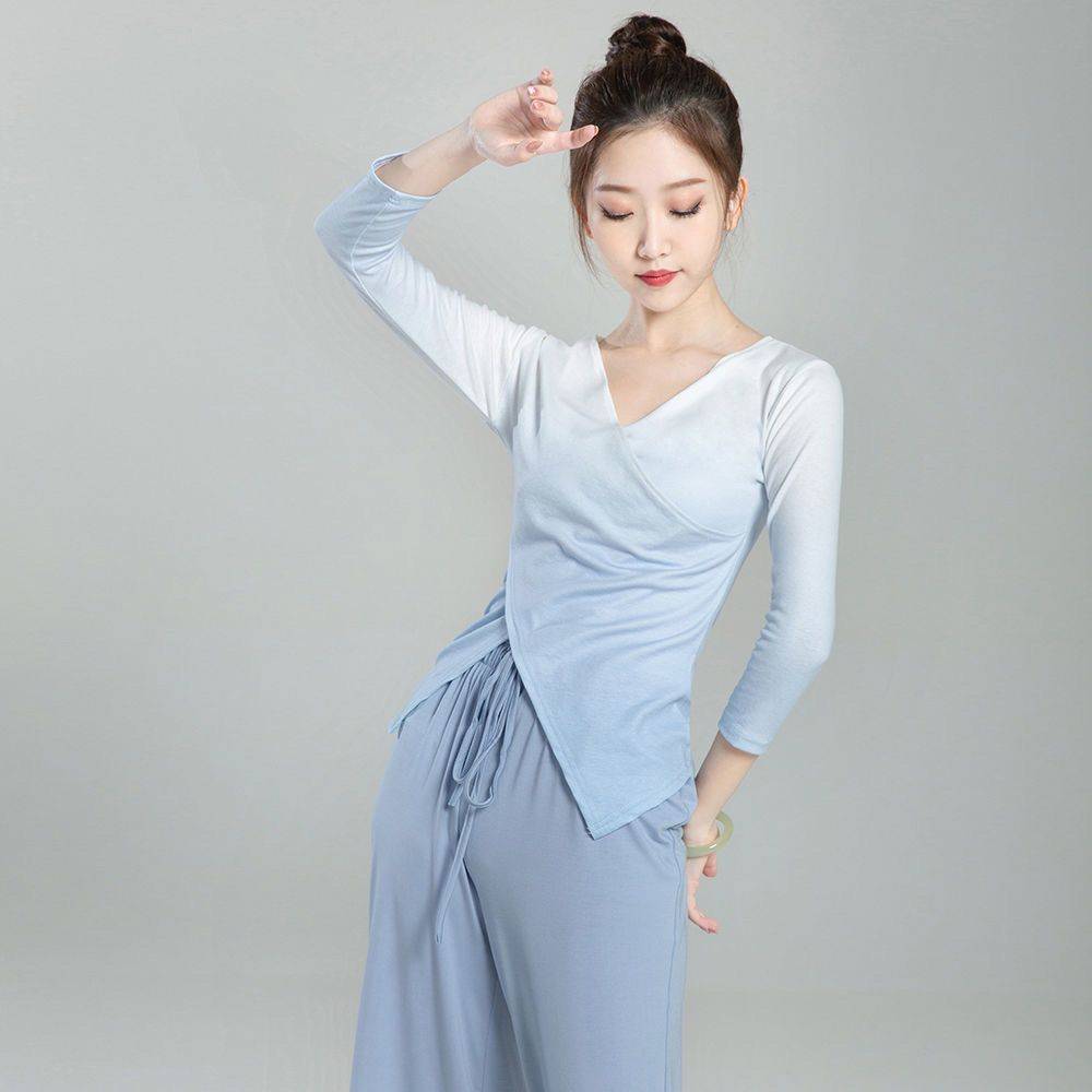 Modern dance clothing practice suit Gradient girl Chinese dance classical dance body rhyme clothing top Mador cotton
