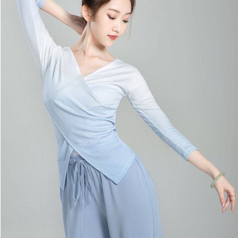 Modern dance clothing practice suit Gradient girl Chinese dance classical dance body rhyme clothing top Mador cotton