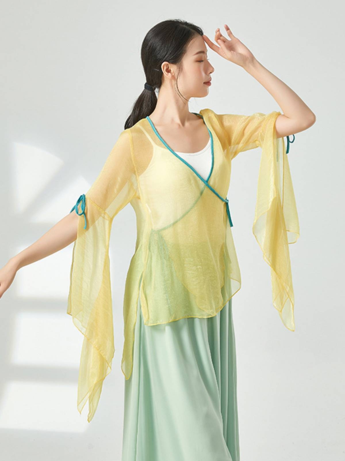 Classical dance clothing body rhyme gauze, elegant fairy top, practice service, Chinese national dance teacher performance service