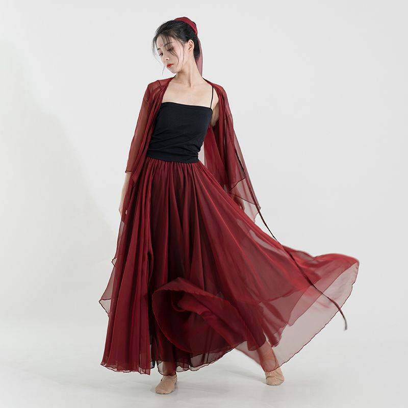 Blazing Chinese Dance Funny Classical Dance Classical Dance Clothing Skirt Set Red Performance Services Gufeng Rental