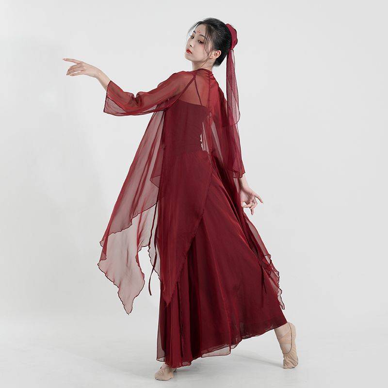 Blazing Chinese Dance Funny Classical Dance Classical Dance Clothing Skirt Set Red Performance Services Gufeng Rental