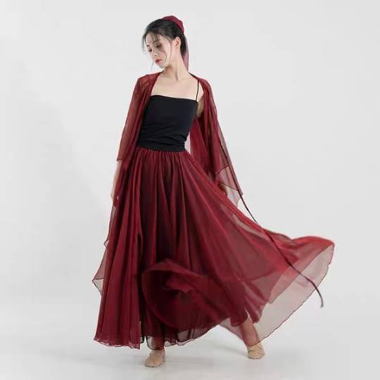 Blazing Chinese Dance Funny Classical Dance Classical Dance Clothing Skirt Set Red Performance Services Gufeng Rental