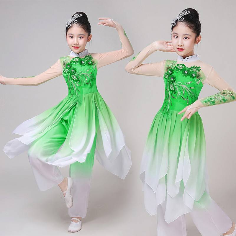Children's Classical Dance Dance Fun Dressing Dressing Rhyme Gine Girls Chinese Dance Performance Service National Dance Children Chinese Fashion Clothing