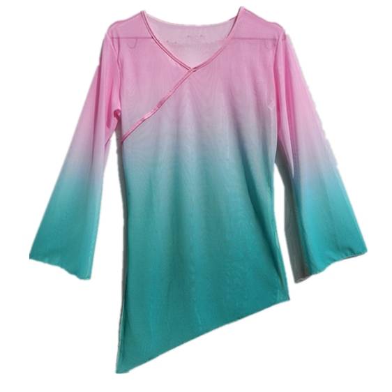 Female adult classical dance body rhyme service gradient color training service modern dance performance, encrypted high elastic net gauze