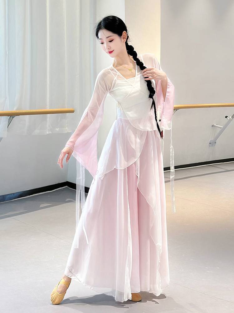 Classical dance clothing female elegant clothing body rhyme, gathers dresses, Chinese dance big skirt practice service performance service