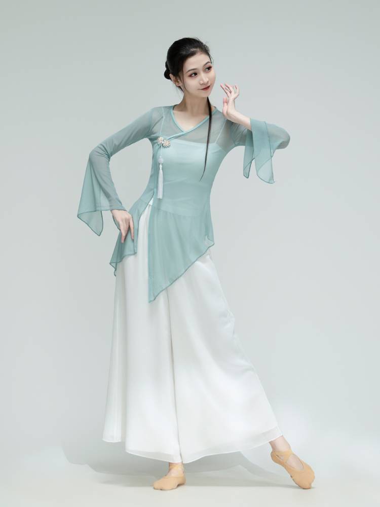 Classical dance clothing female elegant clothing body rhyme gauze Chinese dance art collection training skills performance service service Qingtong Qifeng