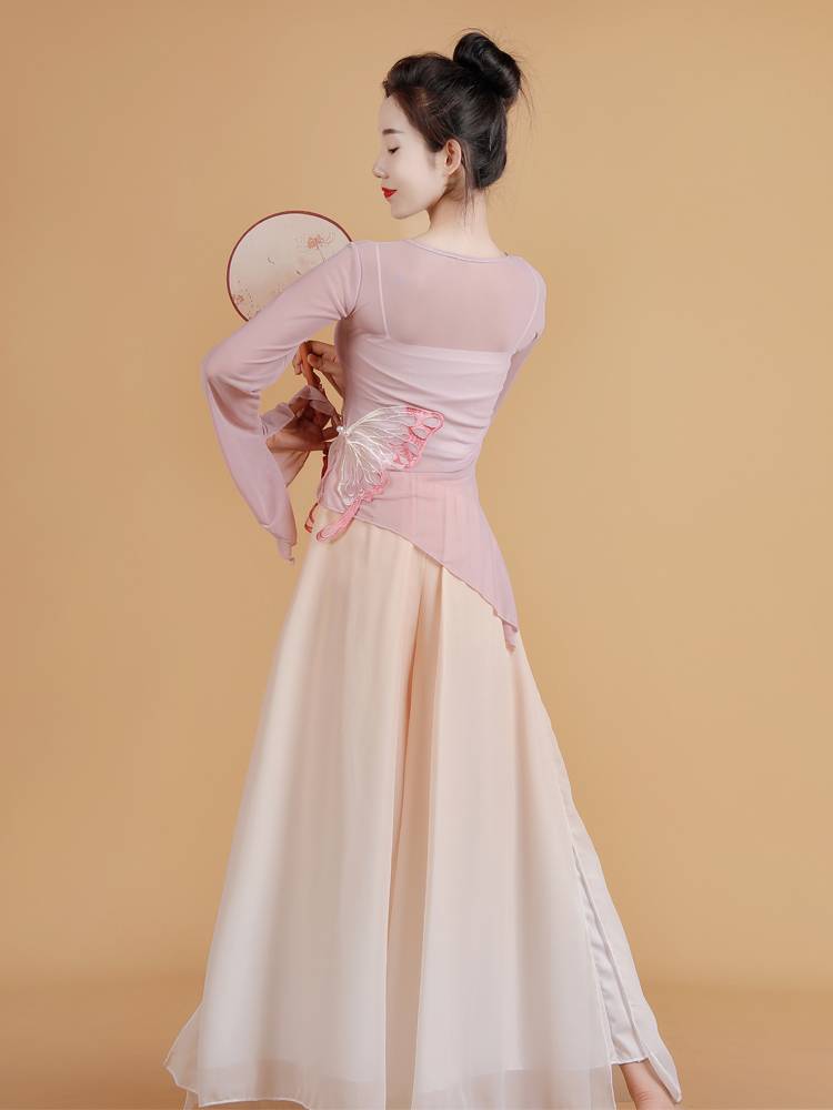 Classical dance clothing female elegant clothing body rhyme gauze Chinese dance art collection training skills performance service service Qingtong Qifeng