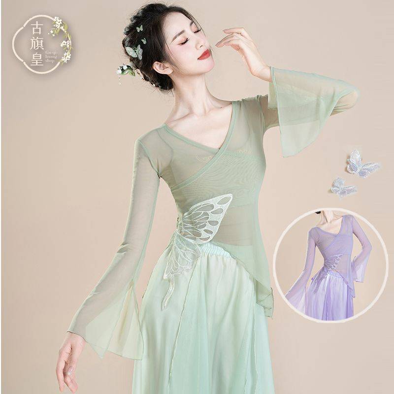 Classical dance clothing female elegant body rhyme gauze modern dance exercise Chinese dance performance clothing top