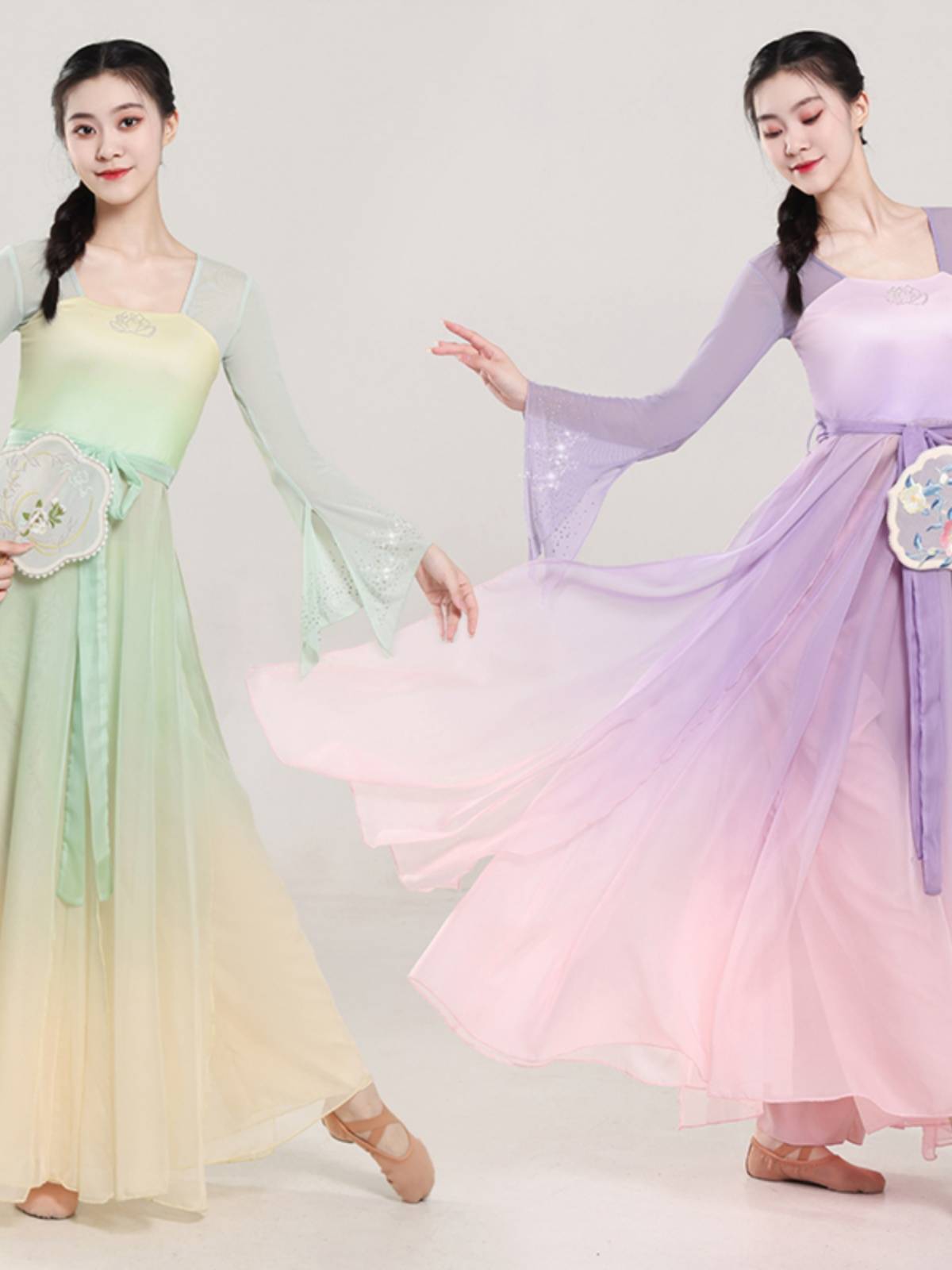 Classical dance clothing female elegant fairy ancient wind yarn coat practice service Chinese dance long dress Han Tang dance service