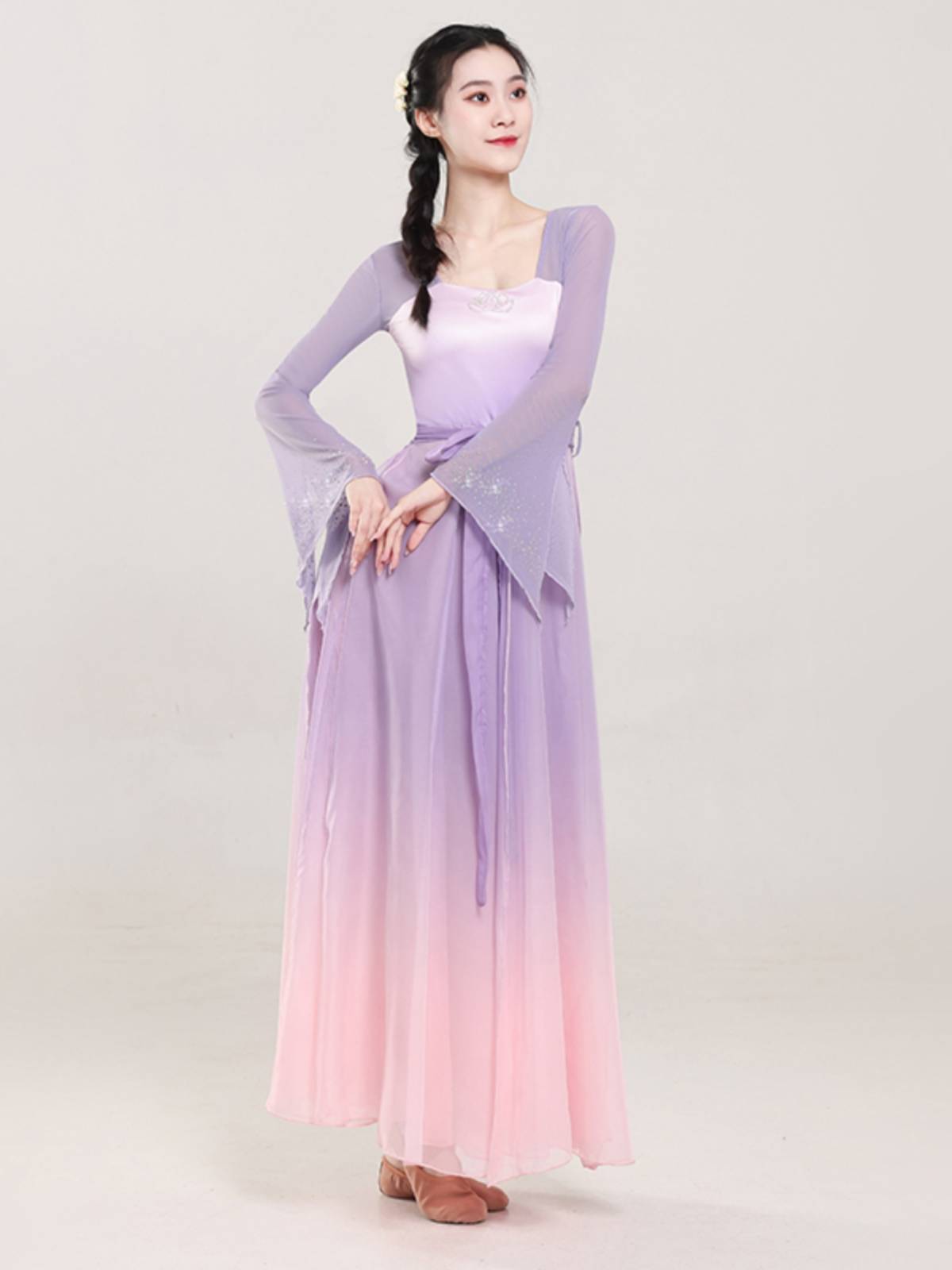 Classical dance clothing female elegant fairy ancient wind yarn coat practice service Chinese dance long dress Han Tang dance service