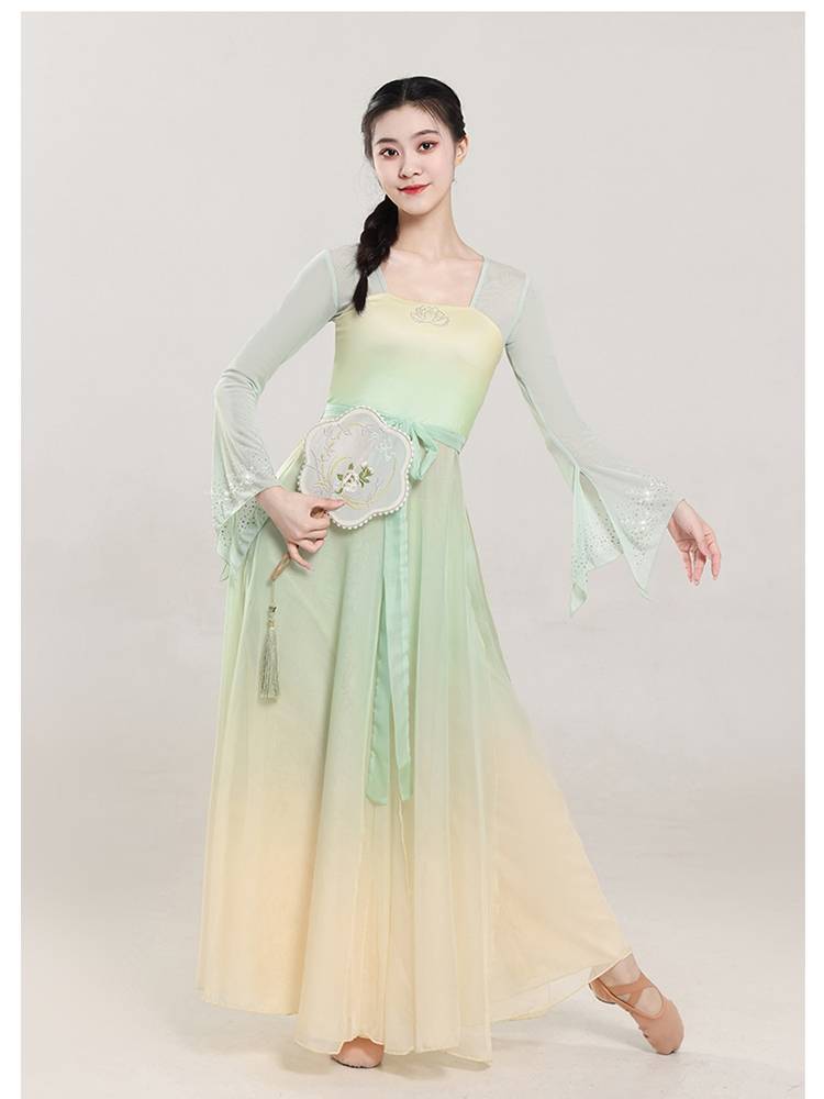 Classical dance clothing female elegant fairy ancient wind yarn coat practice service Chinese dance long dress Han Tang dance service