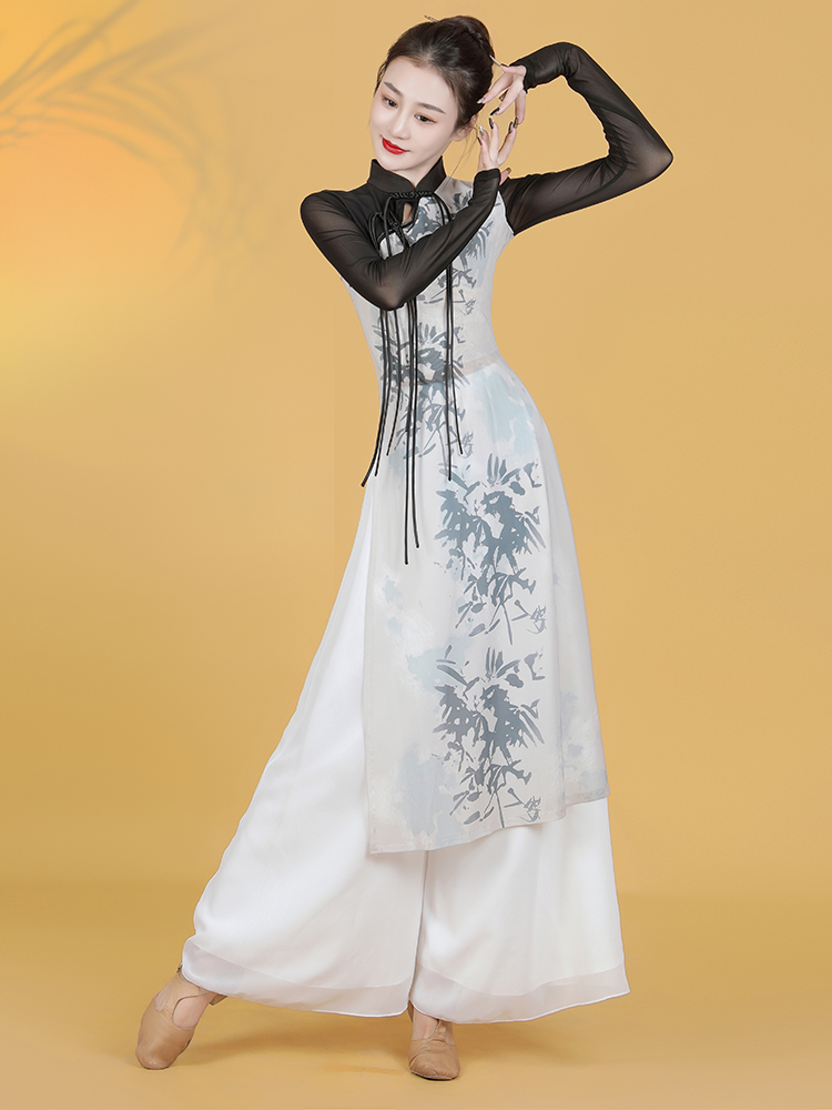 The new classical dance improved cheongsam Chinese dance service female practice service adult dance performance service performance service wide -leg pants