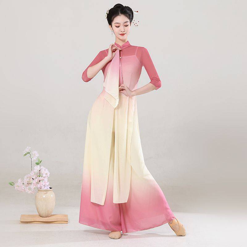 Classical dance clothing, elegant wool, elastic network practice service performance, long gauze Chinese dance modern dance performance service