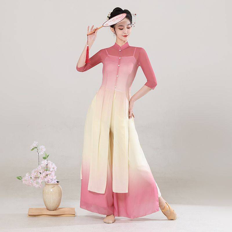 Classical dance clothing, elegant wool, elastic network practice service performance, long gauze Chinese dance modern dance performance service