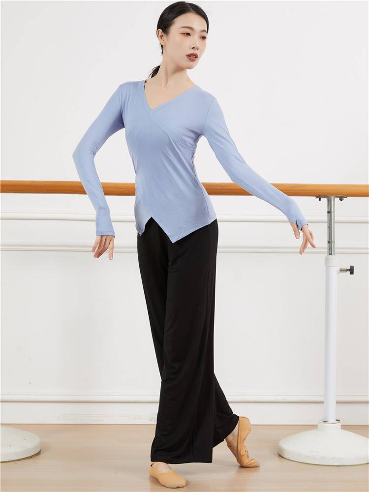 Dance practice suit suit Modern dance clothing wide -leg pants black art test -shaped sports girl classical dance long sleeves