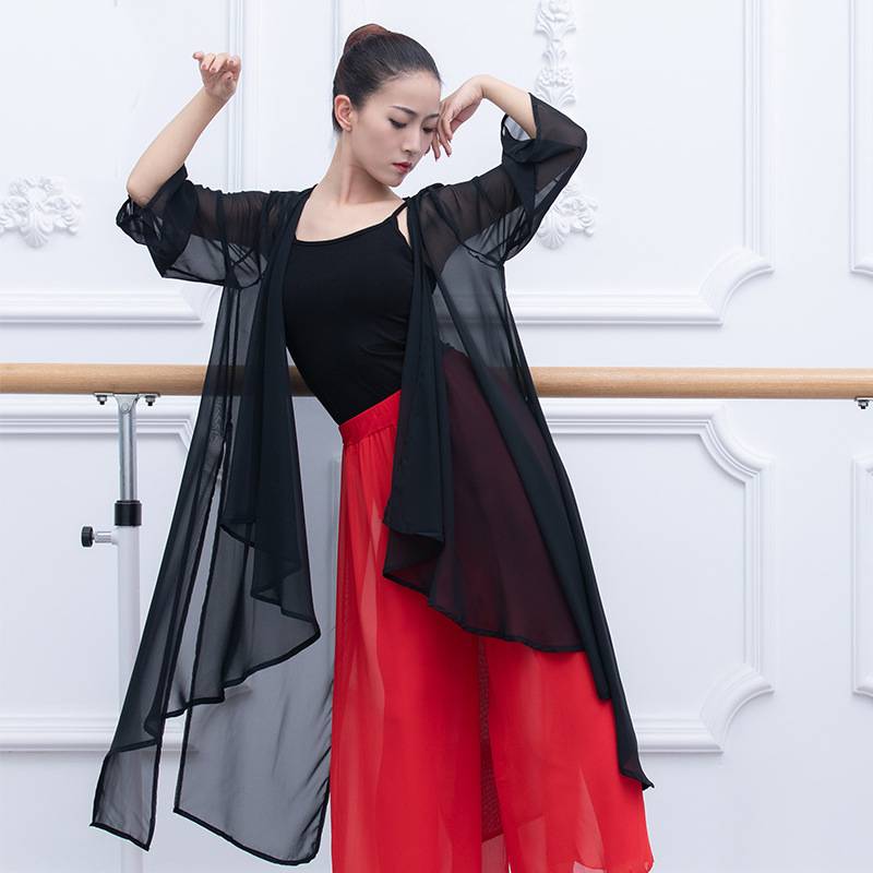 The new classical dance service female elegant Chinese style modern dance watch show cardigan practicing dance dance clothes elastic gauze jacket