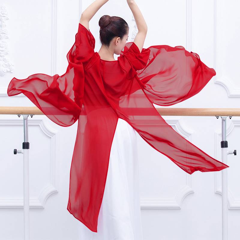 The new classical dance service female elegant Chinese style modern dance watch show cardigan practicing dance dance clothes elastic gauze jacket