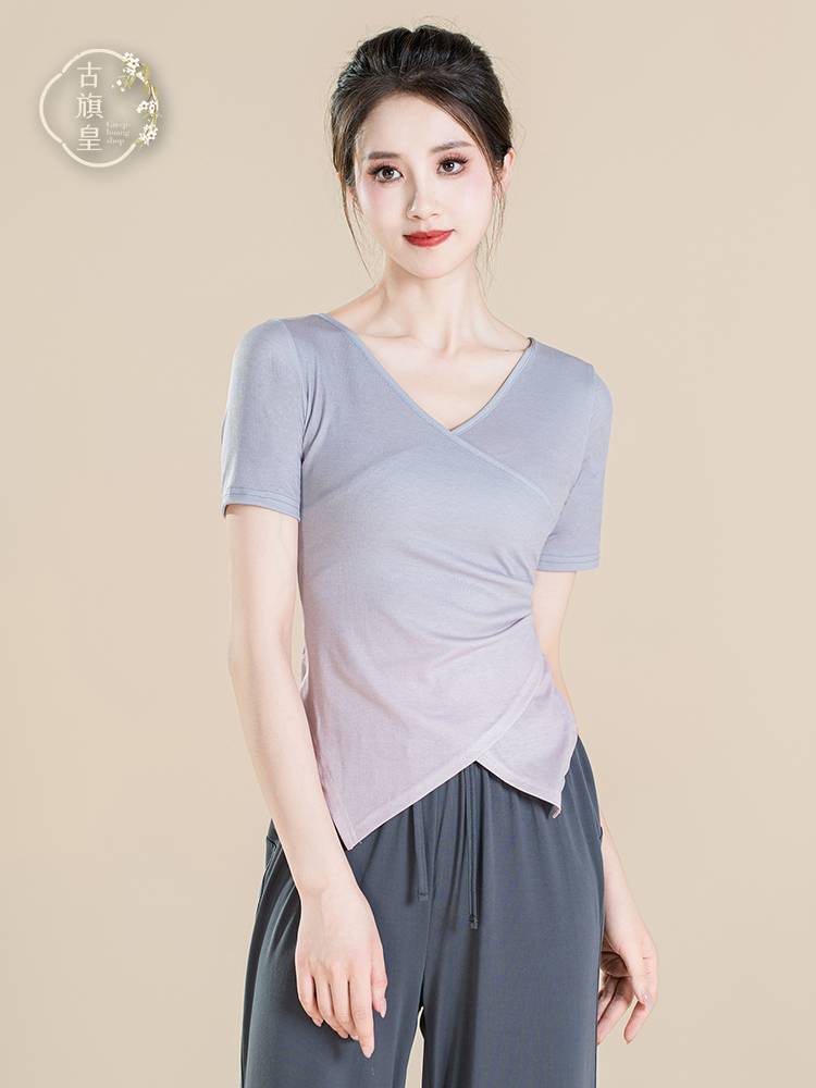 Ancient Banner Emperor Modern Dance Short -sleeved Top Summer Adult Classical Dance National Dance Sports Forming Female Women