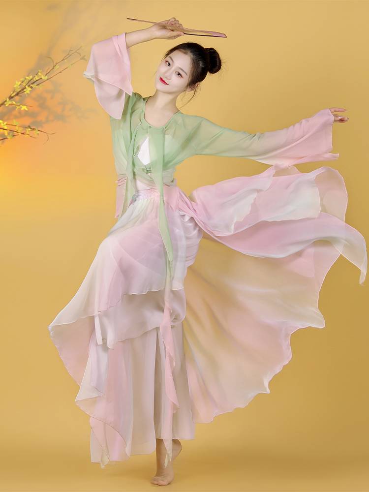 Classical dance clothing female body rhyme, elegant gauze Chinese dance exercise, ancient style fairy national performance clothing