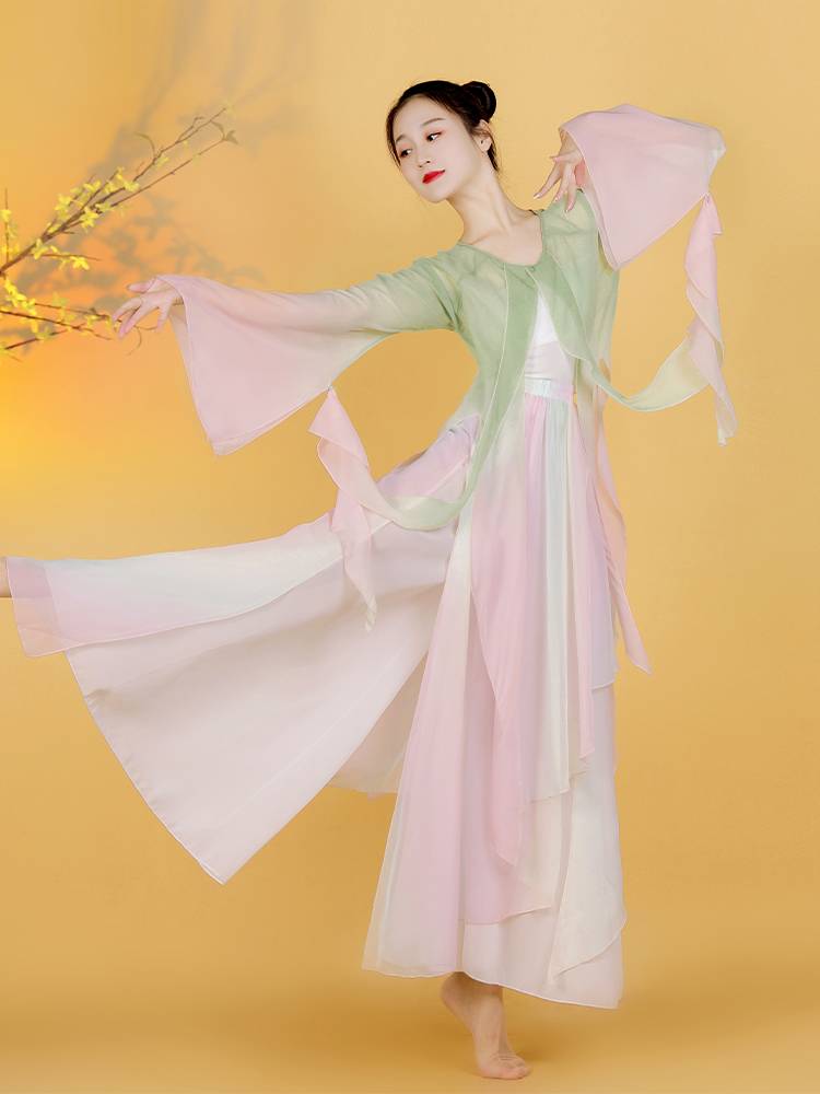 Classical dance clothing female body rhyme, elegant gauze Chinese dance exercise, ancient style fairy national performance clothing
