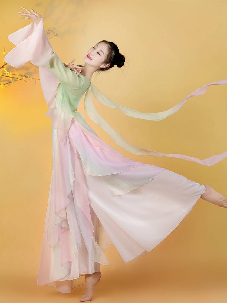 Classical dance clothing female body rhyme, elegant gauze Chinese dance exercise, ancient style fairy national performance clothing