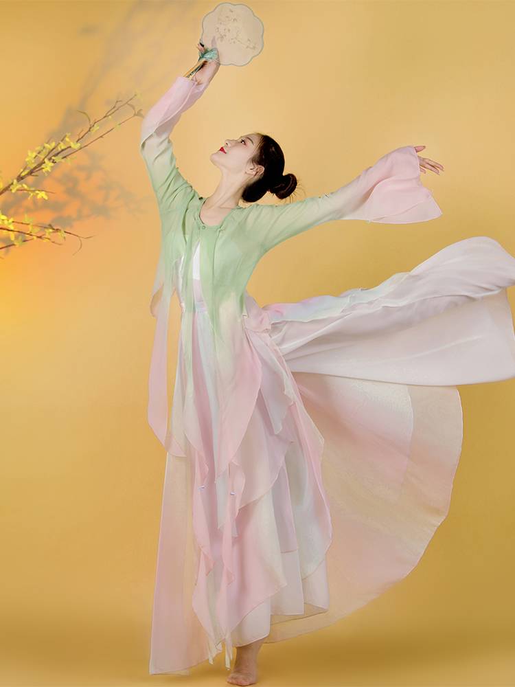 Classical dance clothing female body rhyme, elegant gauze Chinese dance exercise, ancient style fairy national performance clothing