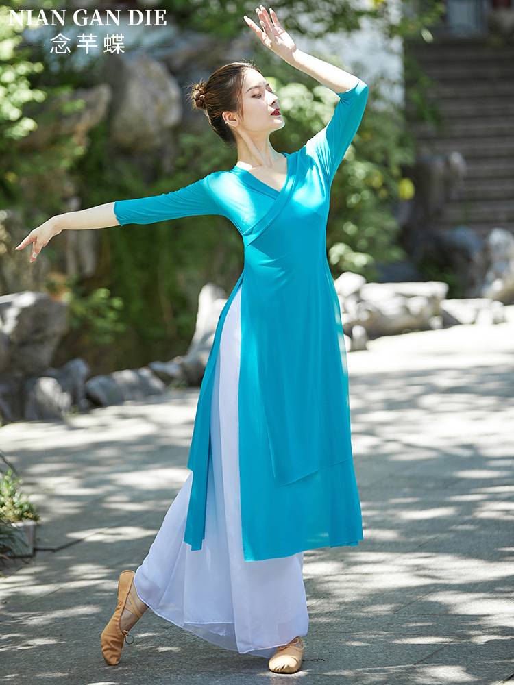 Classical Dance Dance Female Adult Chinese Ancient Wind Nets Yaogang Double layer of elegant shawl performance dance clothing