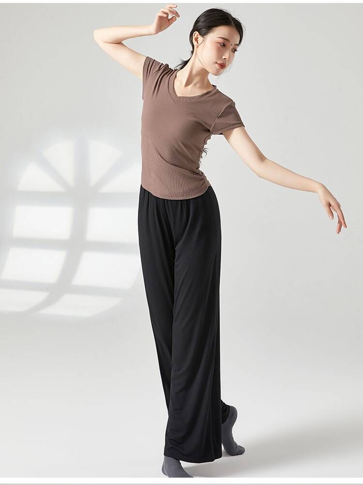 Dance service female short -sleeved V -neck basic model classical dance modern dance Chinese dance exercise art service artistic base training service
