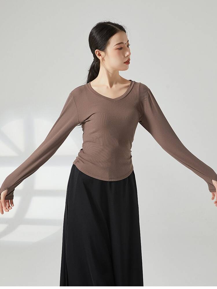 Dance service female short -sleeved V -neck basic model classical dance modern dance Chinese dance exercise art service artistic base training service