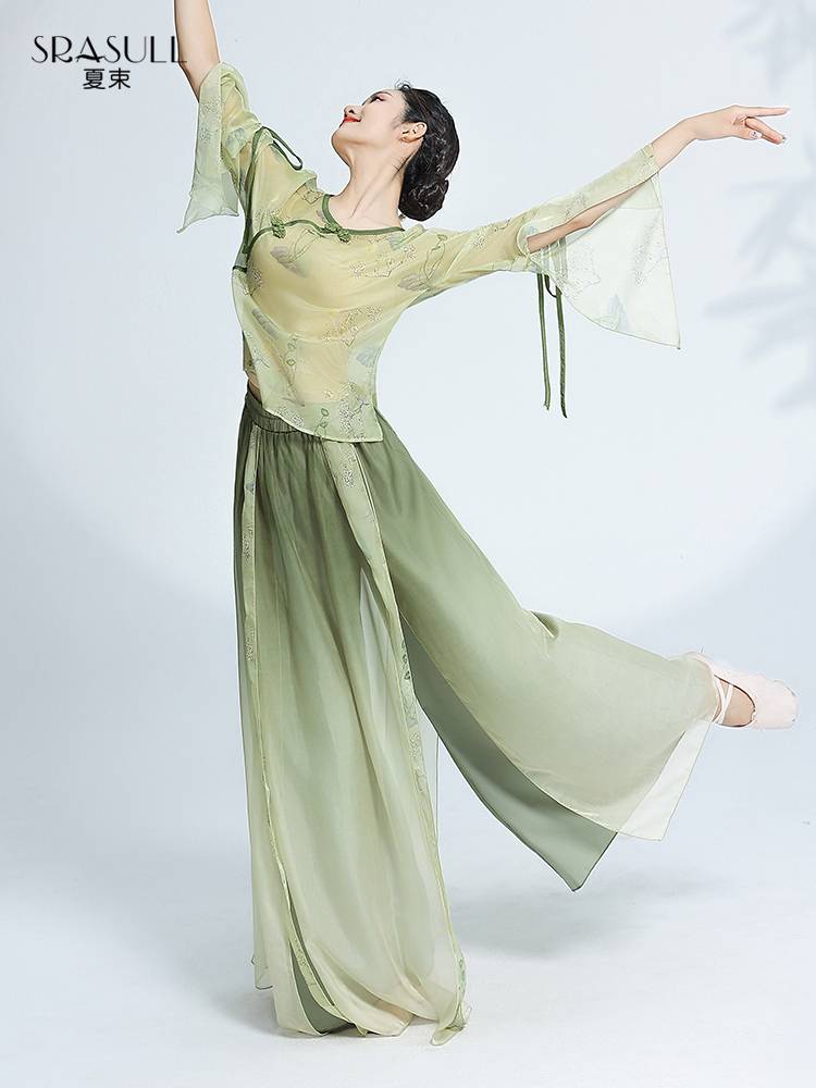 Xia Shuya Classical Dance Female Female Permanent Chinese Dance Performance Server Chiffon Shirt Performance Service Set