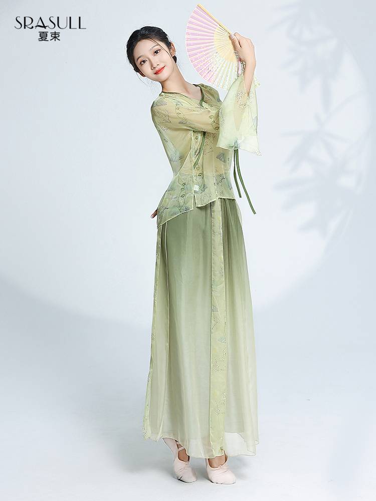 Xia Shuya Classical Dance Female Female Permanent Chinese Dance Performance Server Chiffon Shirt Performance Service Set