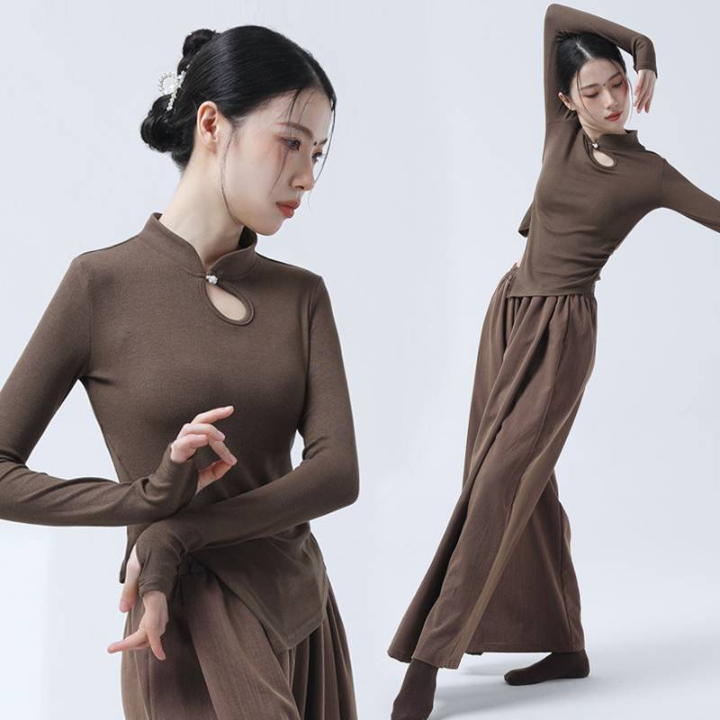 Classical dance long -sleeved practice dedicated dancing female top finger Chinese dance service modern clothing teacher nation