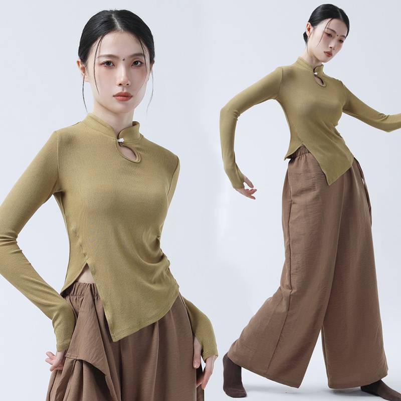 Classical dance long -sleeved practice dedicated dancing female top finger Chinese dance service modern clothing teacher nation
