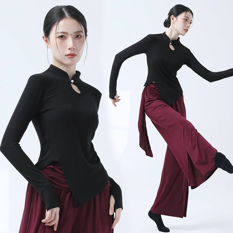 Classical dance long -sleeved practice dedicated dancing female top finger Chinese dance service modern clothing teacher nation