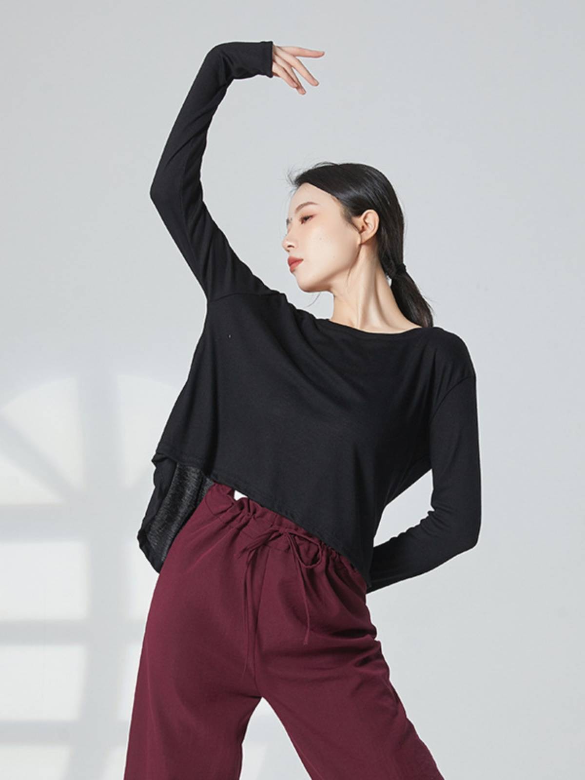 Dance practice service female sports breathable long -sleeved blouse top Chinese shape modern dance classical dance performance clothing