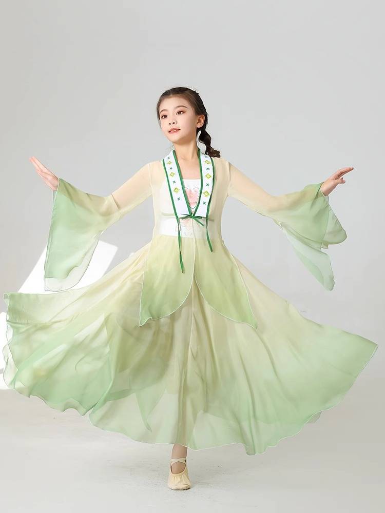 Children's classical dance performance service girl elegant Chinese dance skirt exercise skills test gauze performance clothing Hanfu Hanfu