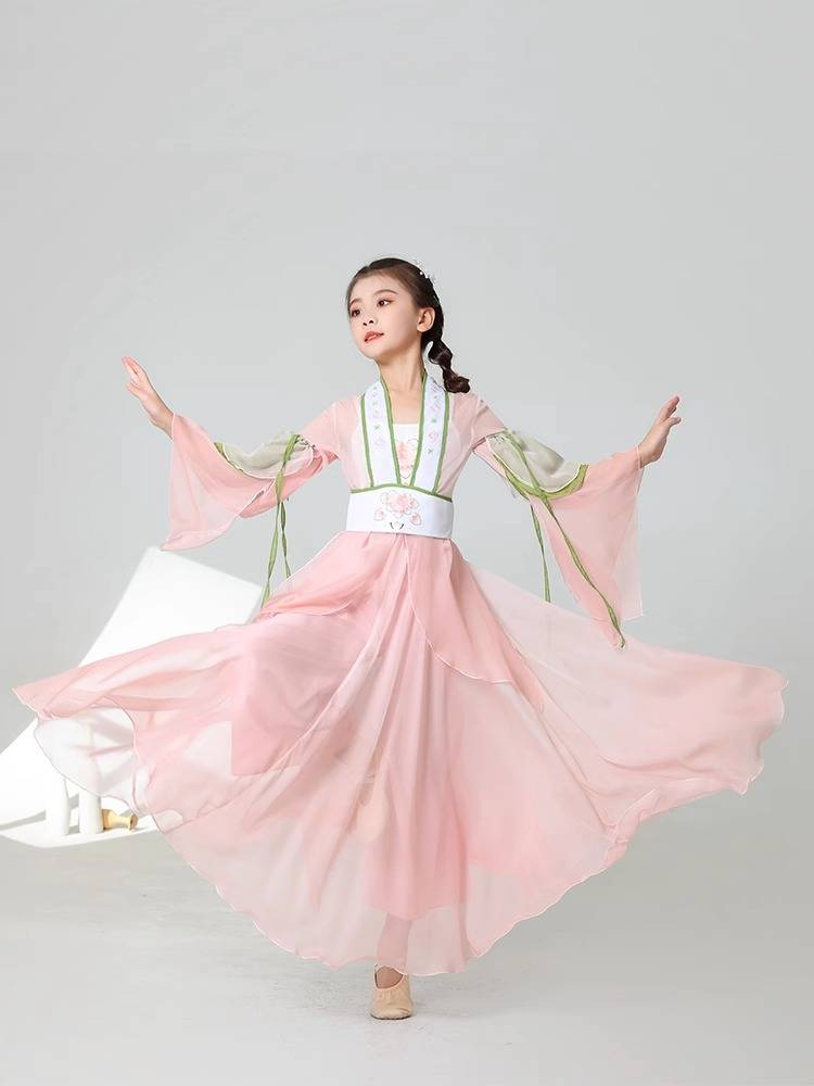 Children's classical dance performance service girl elegant Chinese dance skirt exercise skills test gauze performance clothing Hanfu Hanfu