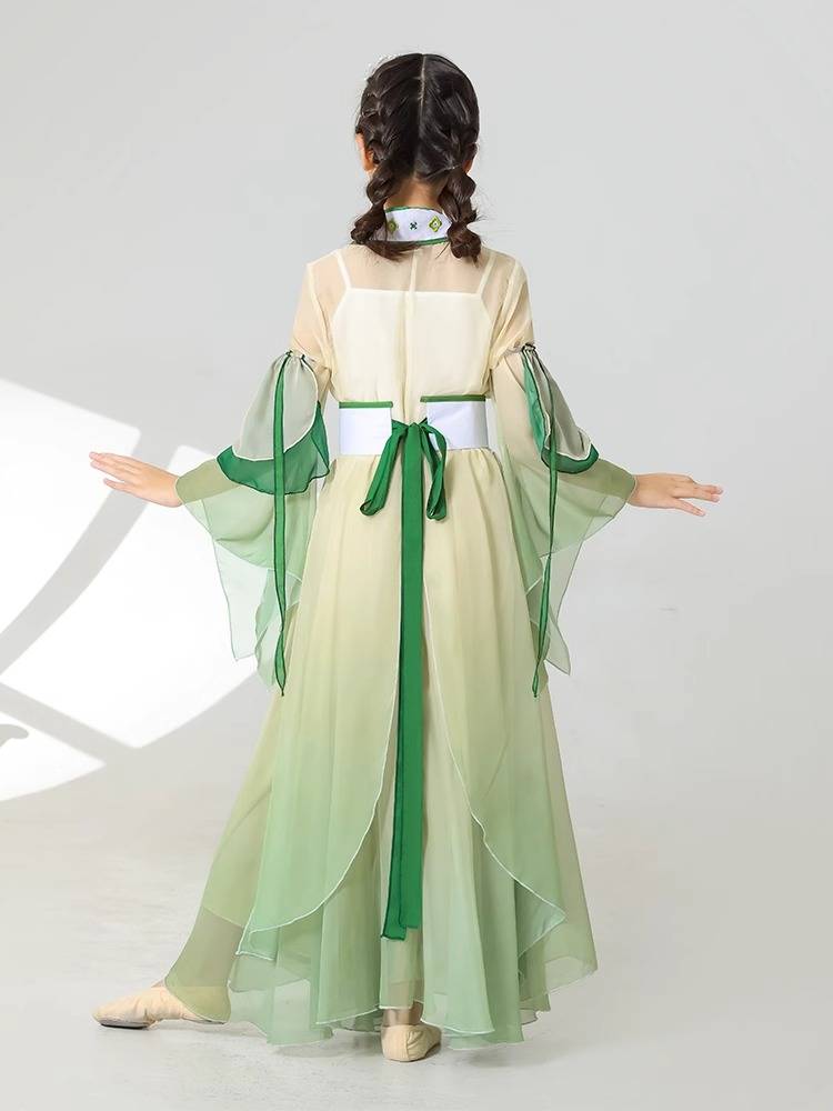 Children's classical dance performance service girl elegant Chinese dance skirt exercise skills test gauze performance clothing Hanfu Hanfu