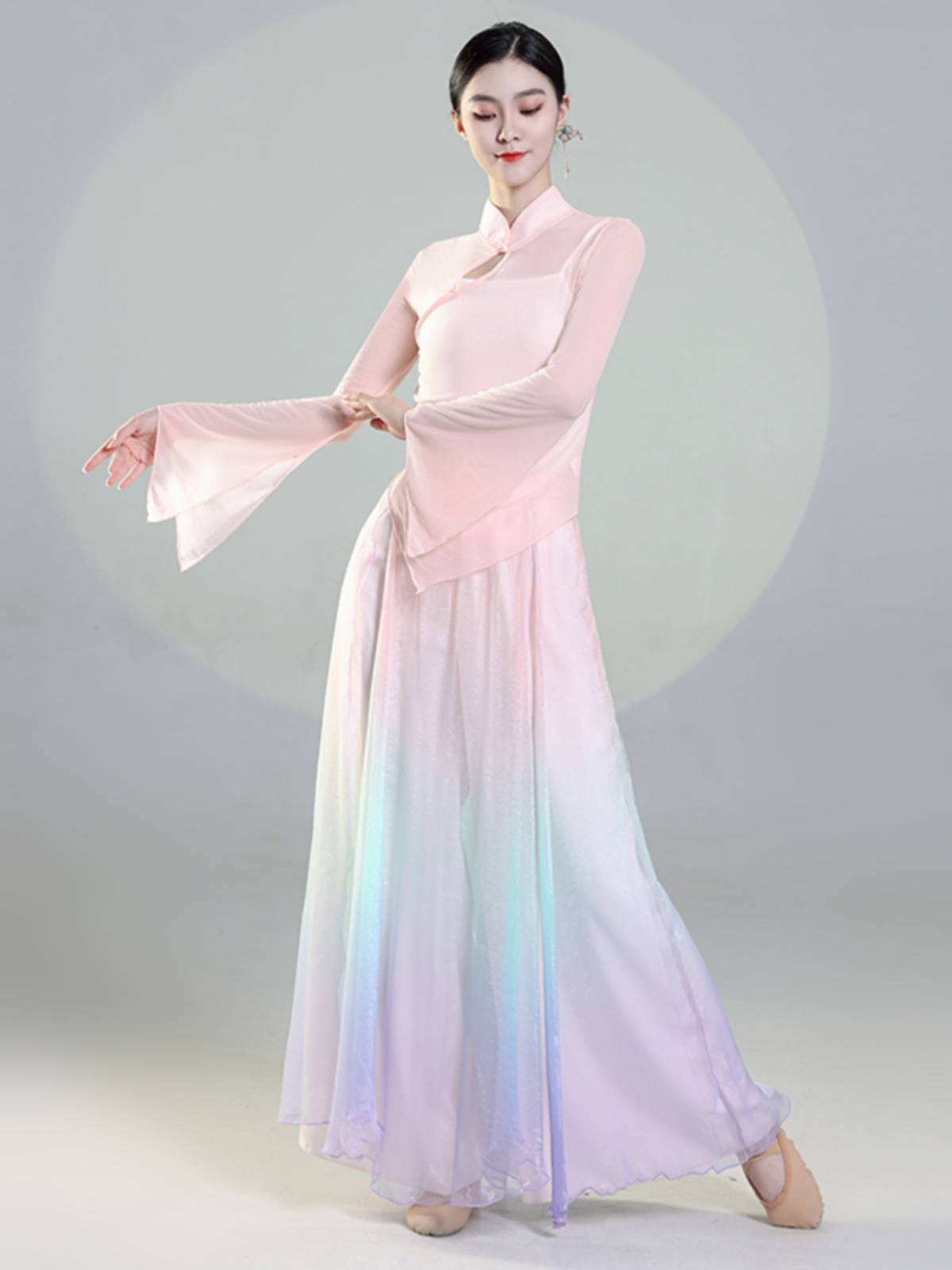 Classical dance clothing elegant elastic net gauze jacket practice dress gauze female Chinese dance national dance performance show suit
