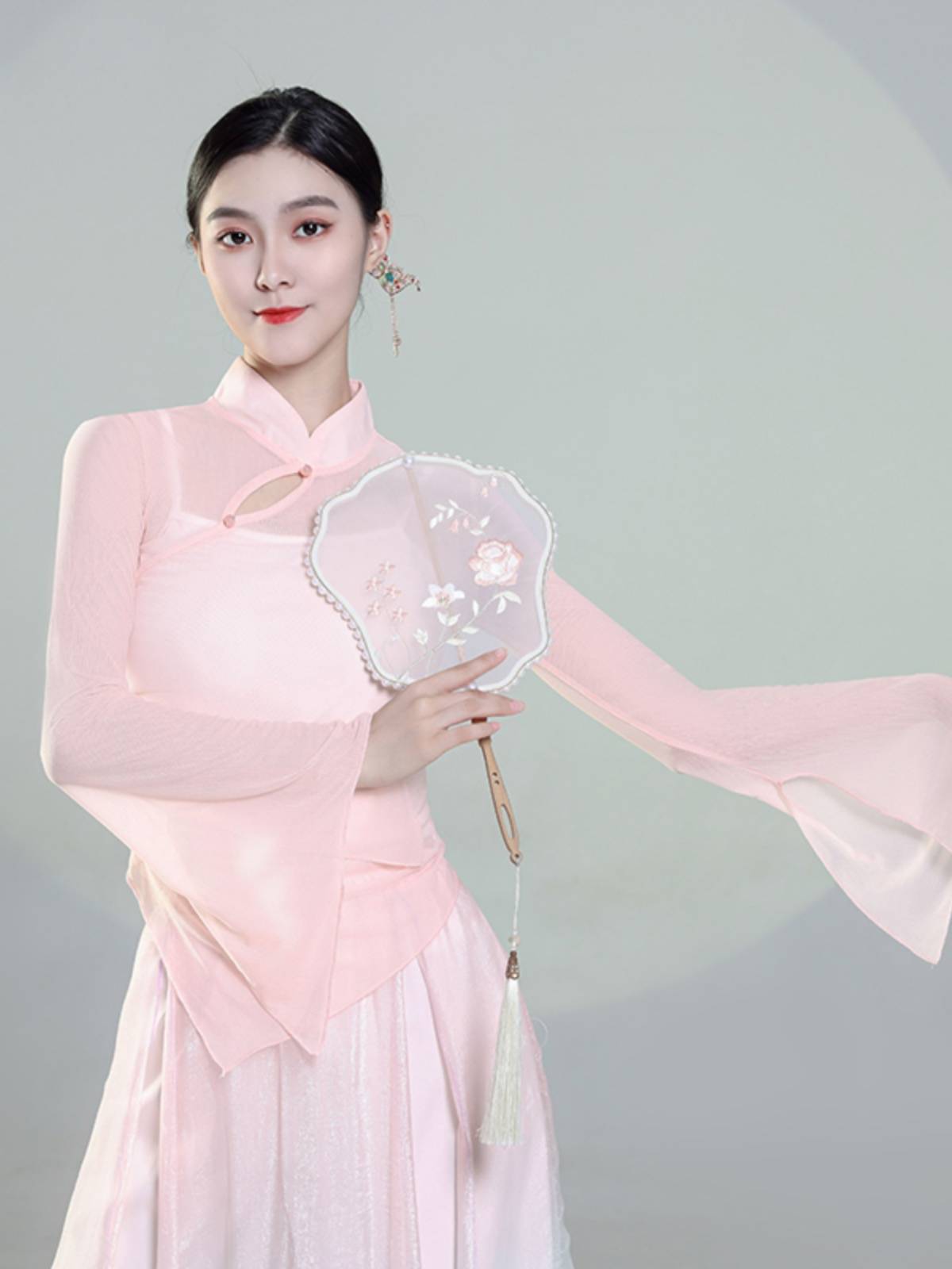 Classical dance clothing elegant elastic net gauze jacket practice dress gauze female Chinese dance national dance performance show suit