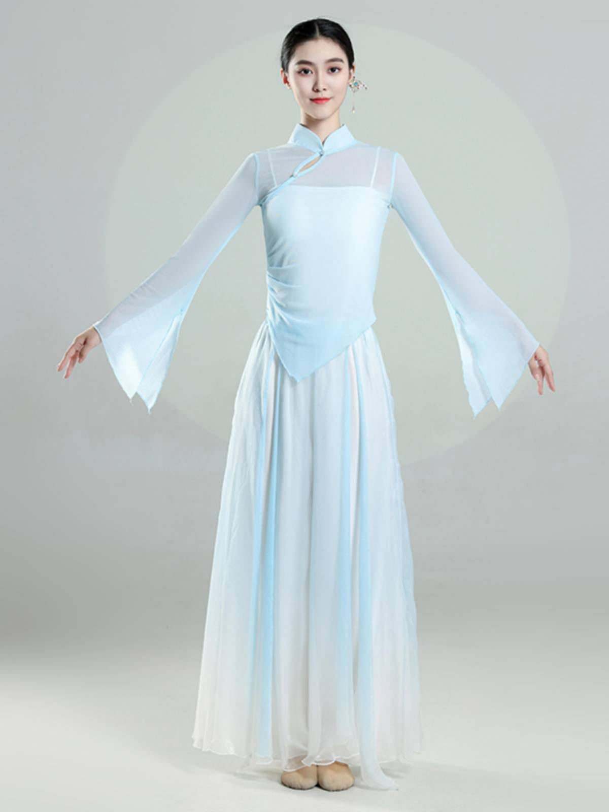 Classical dance clothing elegant elastic net gauze jacket practice dress gauze female Chinese dance national dance performance show suit