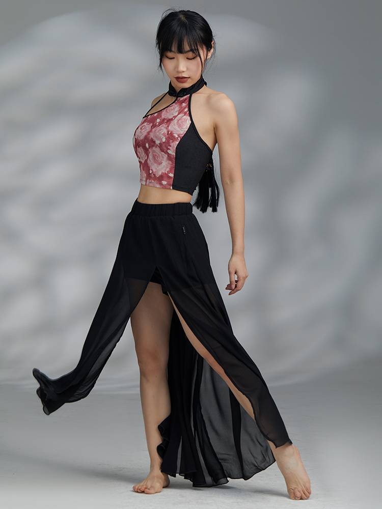 Gorgeous Solo Show Classical Dance Sedies Sneeper Skin Skirt Loose and Sely Dance Dance Series Slim Jazz Dance Practice Skirt