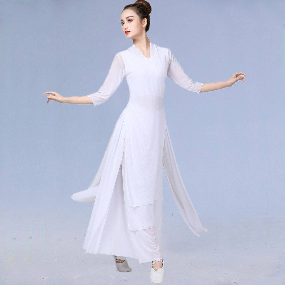Classical Dance 2021 new female adult dance rhyme gauze practice clothing Chinese style elegant wide leg pants table performance clothing